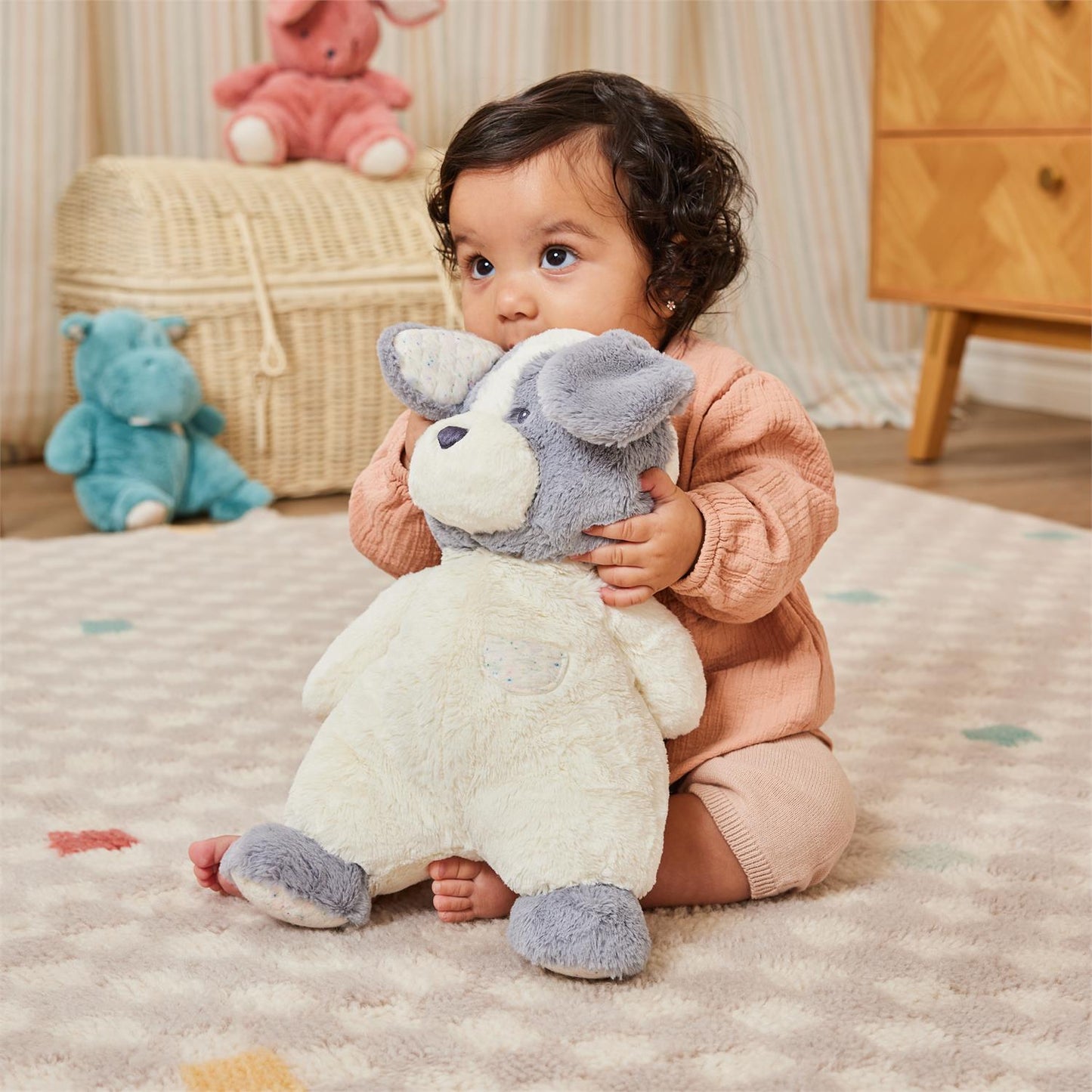 Baby Gund Oh So Snuggly Grey and White Puppy 12.5 Inches